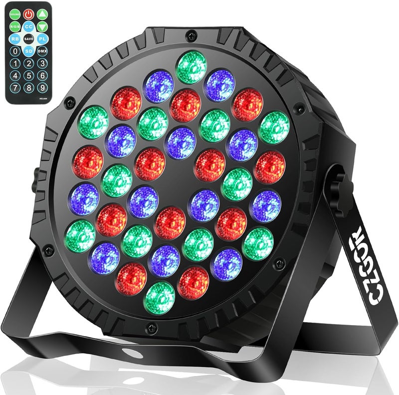 Czgor LED Stage Lights 1Pack - 36W RGB DJ Par Lights with Sound Activated Auto Play by Remote & DMX Control Uplights for Events Wedding Party Club Christmas Party Lighting - Image 1